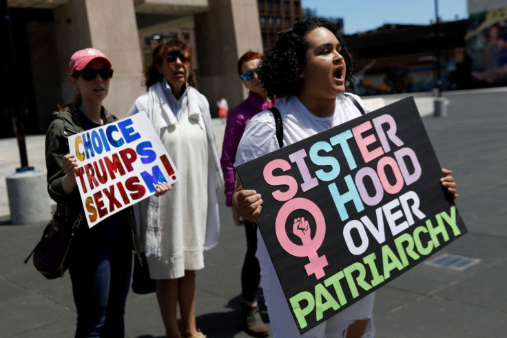 Demonstrators protest new restrictions on abortion passed by legislatures in eight states including Alabama and Georgia, in New York, U.S., May 21, 2019. 