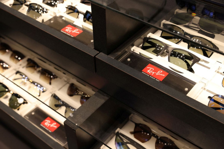 Ray-Ban sunglasses are pictured for sale in a Sunglass Hut, both brands owned by EssilorLuxottica SA, in Manhattan, New York City, U.S., November 30, 2021. 