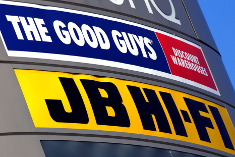 The logos of Australian electronic goods retailers JB Hi-Fi and the privately-held 100-store rival The Good Guys are displayed at a shopping center in Sydney, Australia, May 19, 2016.     