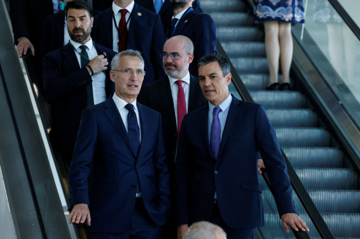 NATO Secretary General Jens Stoltenberg and Spanish Prime Minister Pedro Sanchez visit the NATO summit venue in Madrid, Spain June 28, 2022. 