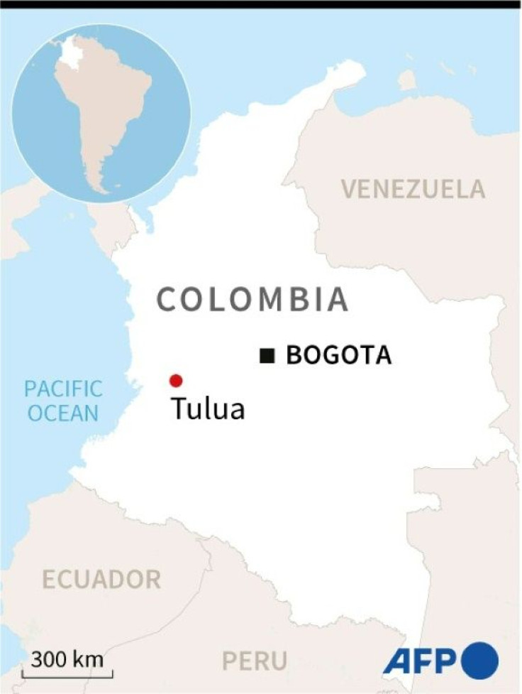 Map of Colombia locating Tulua, where a deadly prison riot occured on June 28, 2022