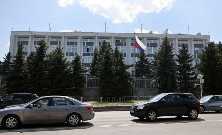 A view of the Russian embassy in Sofia, Bulgaria, April 29, 2021.