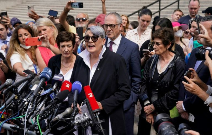 Ghislaine Maxwell defense attorney Bobbi Sternheim talks to the media outside the New York court where the socialite was sentenced on June 28, 2022