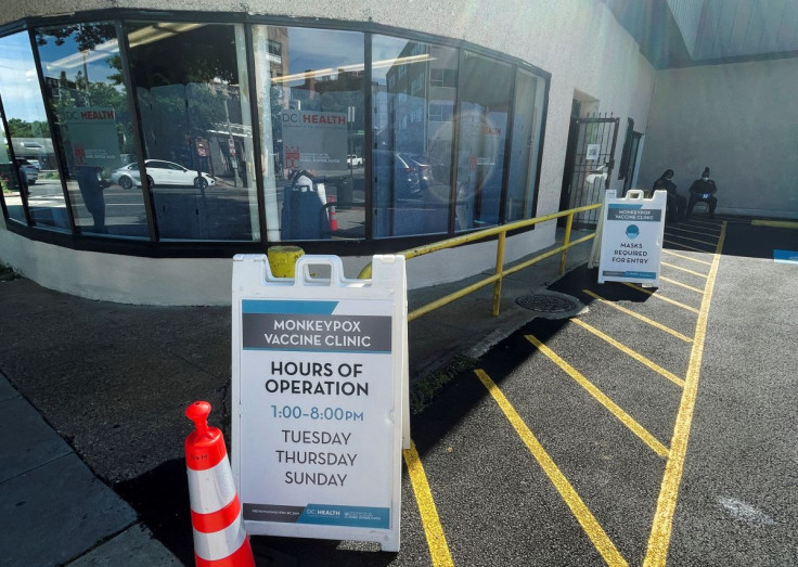 Workers sit outside of D.C. Health's first monkeypox vaccination clinic, which is administering the first Jynneos vaccine doses distributed in the U.S. capital, in Washington, U.S., June 28, 2022.