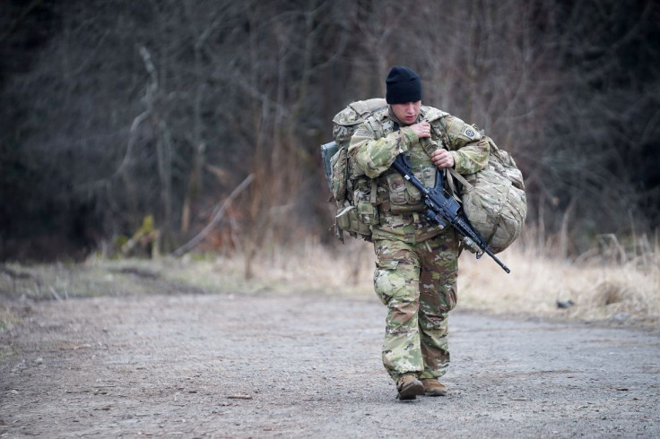 U.S. Army soldiers assigned to the 82nd Airborne Division, deployed to Poland to reassure NATO allies and deter Russian aggression, encamp at an operating base 6KM from the Ukrainian border, near Przemysl, Poland, February 21, 2022. 