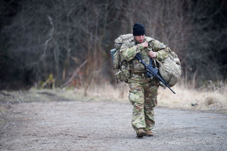 U.S. Army soldiers assigned to the 82nd Airborne Division, deployed to Poland to reassure NATO allies and deter Russian aggression, encamp at an operating base 6KM from the Ukrainian border, near Przemysl, Poland, February 21, 2022.