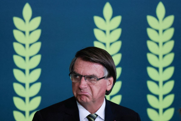 Brazilâs President Jair Bolsonaro reacts during the launching ceremony of the Plano Safra 2021/2022, an action plan for the agricultural sector, in Brasilia, Brazil June 29, 2022.