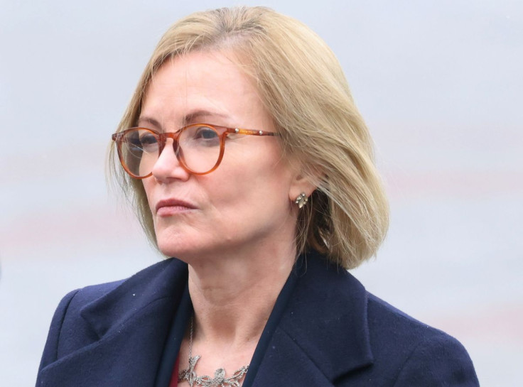 British Ambassador to Russia Deborah Bronnert takes part in a wreath-laying ceremony at the Tomb of the Unknown Soldier by the Kremlin Wall in Moscow, Russia February 10, 2022.