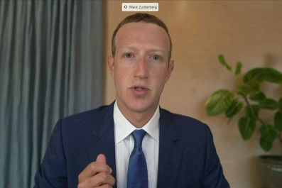Facebook CEO Mark Zuckerberg testifies remotely via videoconference in this screengrab made from video during a Senate Judiciary Committee hearing titled, "Breaking the News: Censorship, Suppression, and the 2020 Election,? on Facebook and Twitter's conte