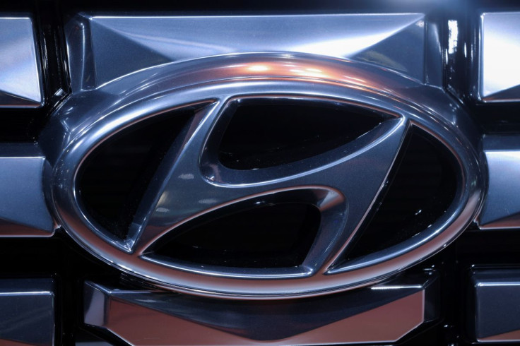 The logo of Hyundai Motor Company is pictured at the New York International Auto Show, in Manhattan, New York City, U.S., April 13, 2022. 