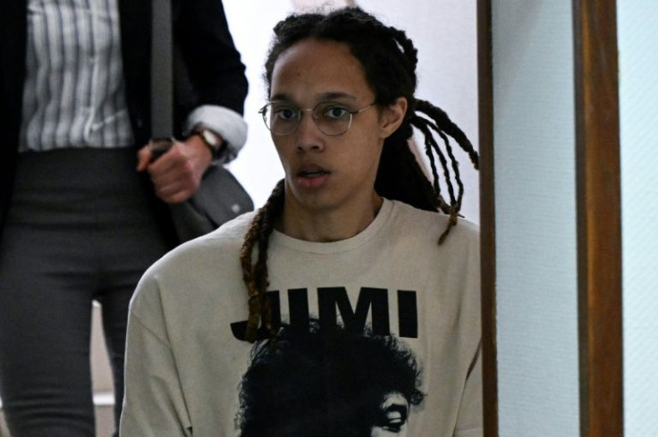 American basketball player Brittney Griner arrives in court in Khimki