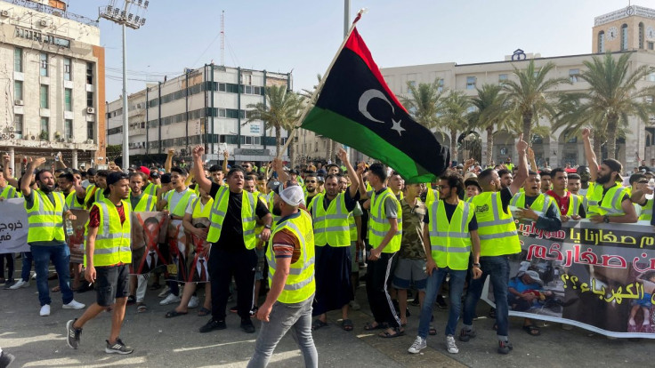 People protest against a power outage inside Martyrs' Square, in Tripoli, Libya  July 1, 2022. 