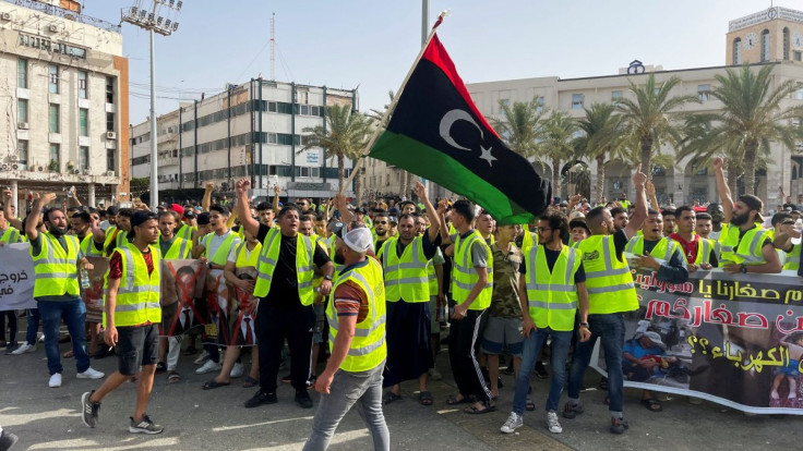 People protest against a power outage inside Martyrs' Square, in Tripoli, Libya July 1, 2022.
