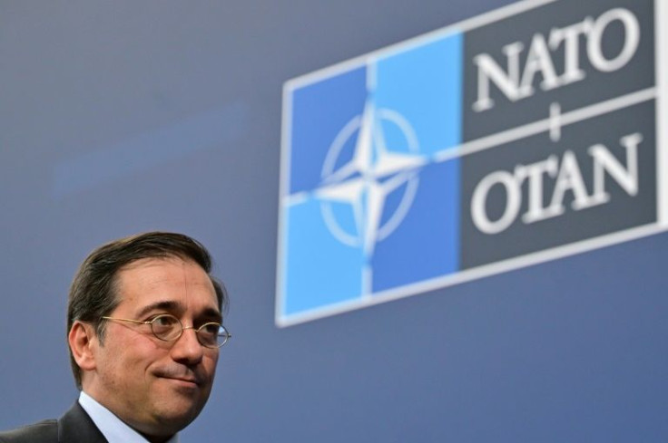 Spanish Foreign Minister Jose Manuel Albares Bueno is seen at a meeting of NATO foreign ministers in Brussels is May 2022