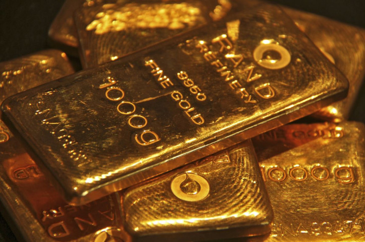 Gold bars are displayed at a gold jewellery shop in the northern Indian city of Chandigarh May 8, 2012. 
