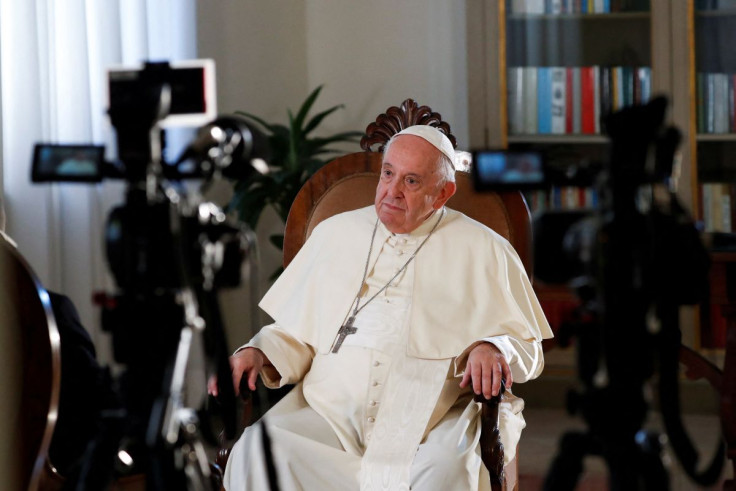 Pope Francis looks on during an exclusive interview with Reuters, at the Vatican, July 2, 2022. 