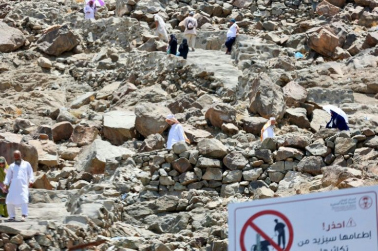 Muslim pilgrims visit Noor mountain in the holy city of Mecca on July 4, 2022, two days before the hajj begins