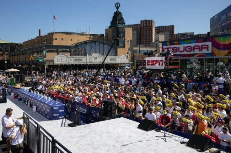 The crowd at Coney Island for the annual hot dog eating contest on July 4, 2022