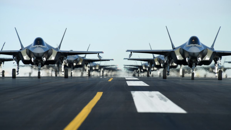 U.S. Air Force F-35A aircraft, from the 388th and 428th Fighter Wings, form up in an "elephant walk" during an exercise at Hill Air Force Base, Utah, U.S. January 6, 2020. U.S. Air Force/R. Nial Bradshaw/Handout via 