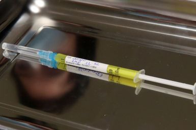 A dose of CureVac vaccine or a placebo is seen during a study by the German biotech firm CureVac as part of a testing for a new vaccine against the coronavirus disease (COVID-19), in Brussels, Belgium March 2, 2021. 