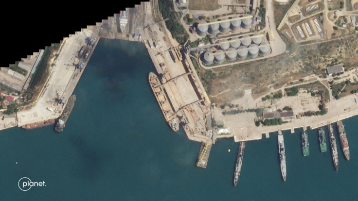 A satellite image from Planet Labs PBC shows the Russian-flagged Mikhail Nenashev at the Avlita grain terminal in Sevastopol, Crimea June 16, 2022. Planet Labs PBC/Handout via REUTERS
