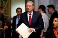 Sen. Lindsay Graham (R-SC) arrives ahead of U.S. Attorney General William Barr testifying before a Senate Judiciary Committee hearing entitled "The Justice Department's Investigation of Russian Interference with the 2016 Presidential Election." on Capitol
