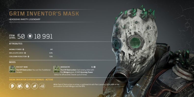 The Grim Inventor's Mask for Technomancers in Outriders