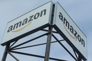 An Amazon logo is pictured at a logistics centre in Mannheim, Germany, September 17, 2019. 