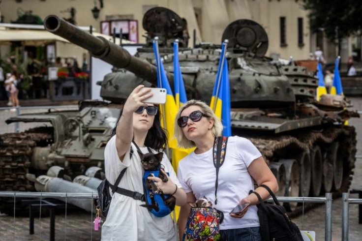 The display seeks to remind visitors of Ukraine's struggle and sacrifices