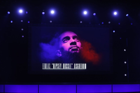  2019 BET Awards - Show - Los Angeles, California, U.S., June 23, 2019 - Nipsey Hussle's image is shown on a large screen. 