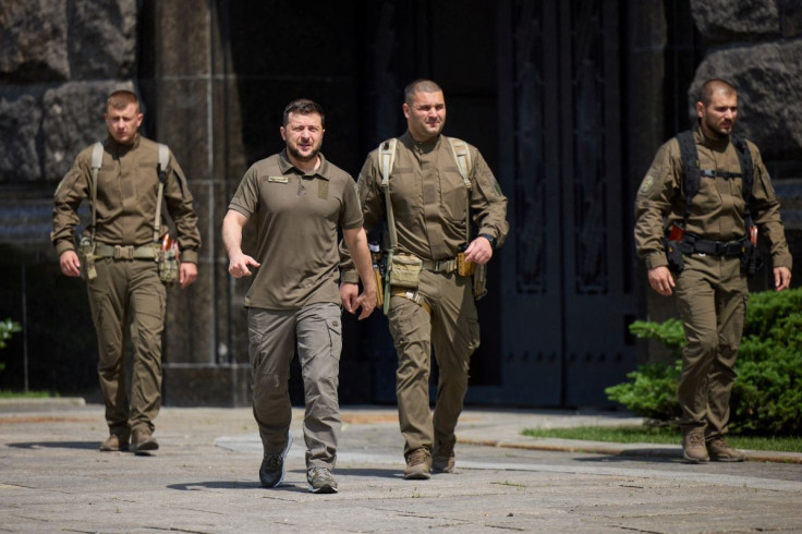 Ukraine's President Volodymyr Zelenskiy arrives for a meeting with Ireland's Prime Minister (Taoiseach) Micheal Martin, as Russia's attack on Ukraine continues, in Kyiv, Ukraine July 6, 2022. Ukrainian Presidential Press Service/Handout via REUTERS 