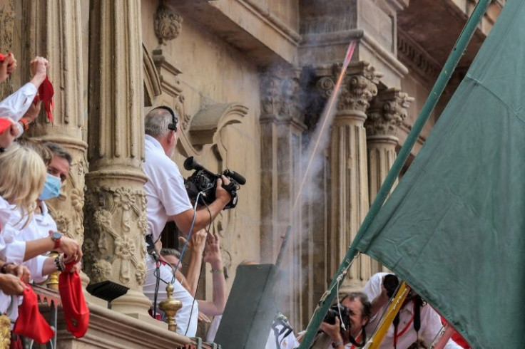 The bedlam begins with a bang with the firing of the 'chupinazo' rocket at midday from Pamplona town hall