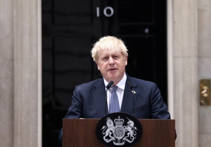 British Prime Minister Boris Johnson makes a statement at Downing Street in London, Britain, July 7, 2022. 