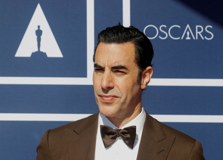 Sacha Baron Cohen arrives to attend a screening of the Oscars, in Sydney, Australia, April 26, 2021. Rick Rycroft/Pool via 