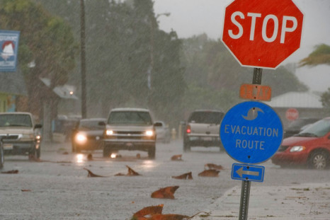 Vehicles drive down Shore Boulevard as wind and rain from Tropical Storm Andrea hit the Florida coast near Gulfport, Florida June 6, 2013.  