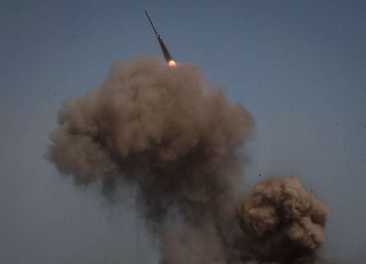 Ukrainian service members fire a BM-27 Uragan multiple rocket launch system in Donbas region, amid Russia's attack on Ukraine July 7, 2022. 