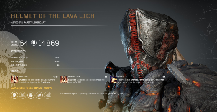 The Lava Lich's helmet for Pyromancers in Outriders