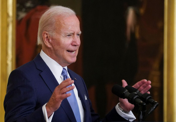 U.S. President Joe Biden speaks prior to awarding Medals of Honor to U.S. Army veterans who fought in the Vietnam War, during a ceremony in the East Room at the White House in Washington, U.S., July 5, 2022. 