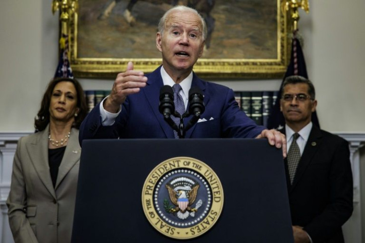 US President Joe Biden speaks before signing an executive order protecting access to reproductive health care services, in the Roosevelt Room of the White House