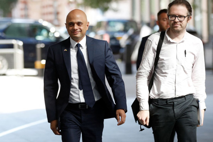 Sajid Javid, Conservative party leadership candidate walks at the BBC before appearing on the Sunday Morning with Sophie Raworth show, in London, Britain, July 10, 2022.