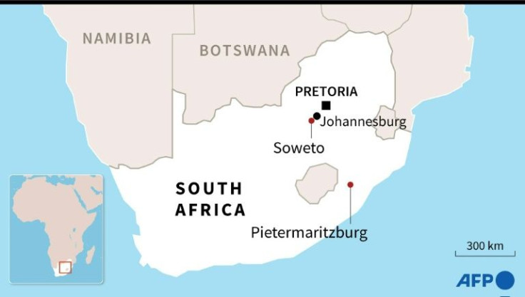 Map locating Soweto and Pietermaritzburg in South Africa