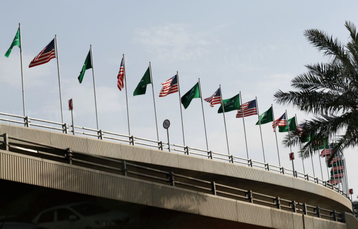 United States' and Saudi Arabia's flags are seen on Mecca Road as part of celebrations to welcome United States President Donald Trump, in Riyadh, Saudi Arabia, May 19, 2017. 