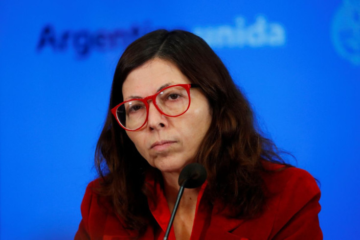 Argentina's new Economy Minister Silvina Batakis looks on during a news conference at the Economy Ministry, in Buenos Aires, Argentina, July 11, 2022. 