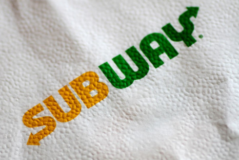 The Subway restaurant logo is seen on a napkin in this illustration photo August 30, 2017.   