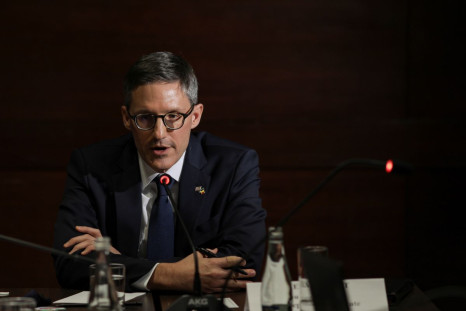 U.S. State Department Counselor Derek Chollet speaks while attending a briefing with the Romanian press in Bucharest, Romania, February 9, 2022. Inquam Photos/Octav Ganea via 
