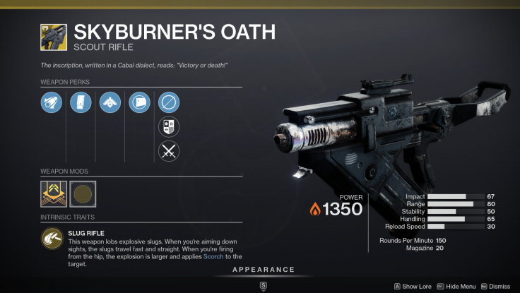 The Skyburner's Oath is an exotic scout rifle in Destiny 2