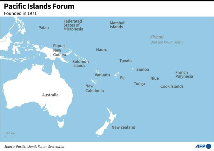 Map showing the member nations of the Pacific Islands Forum.