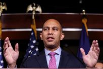 U.S. House Democratic Caucus Chair Hakeem Jeffries (D-NY) speaks during a news conference following a House Democratic Caucus meeting at the U.S. Capitol in Washington, U.S., November 2, 2021. 