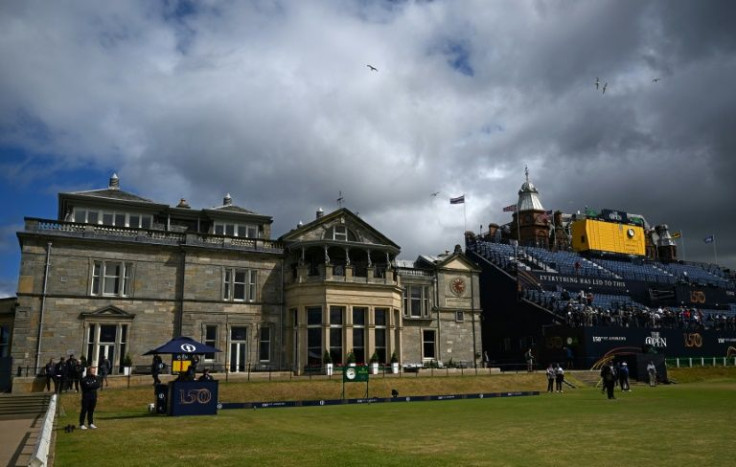 The clubhouse and 18th green grandstand at the Old Course in St Andrews, which hosts the 150th British Open this week