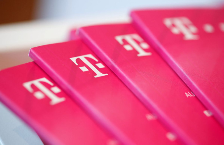 Brochures with the logo of Deutsche Telekom AG are pictured at the shop in the headquarters of German telecommunications giant in Bonn, Germany, February 19, 2019.